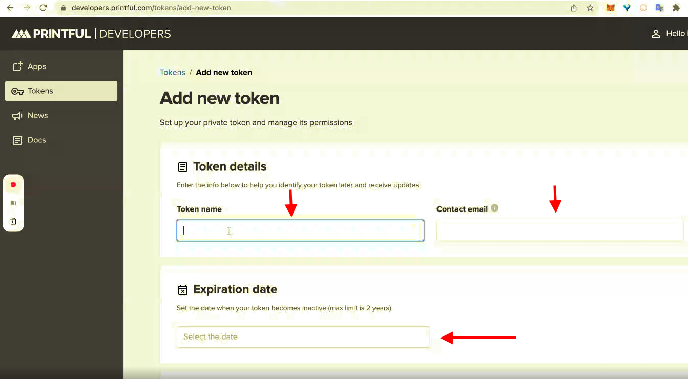 step 4 - fill in token details